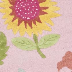 Handmade Children's Paisley Sketch Pink N. Z. Wool Rug (6' Round)