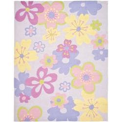 Handmade Children's Daisies Violet New Zealand Wool Rug (5' x 8')
