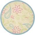 Handmade Children's Paisley Ivory New Zealand Wool Rug (6' Round)