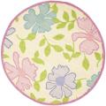 Handmade Children's Flowers Ivory New Zealand Wool Rug (6' Round)