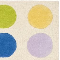 Handmade Children's Pokka Dots Ivory N. Z. Wool Rug (3' x 5')