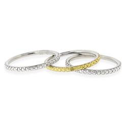 Two-tone Sterling Silver Yellow Diamond Accent Stackable Ring Set