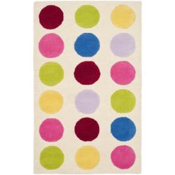 Handmade Children's Pokka Dots Ivory N. Z. Wool Rug (3' x 5')