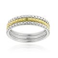 Two-tone Sterling Silver Yellow Diamond Accent Stackable Ring Set