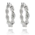 Sterling Silver Diamond Accent Twisted Hoop Earrings