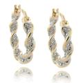 Finesque 18k Gold over Sterling Silver Diamond Accent Twisted Hoop Earrings