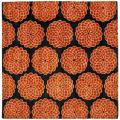 Handmade Rodeo Drive Floral Black/ Rust N.Z. Wool Rug (6' Square)