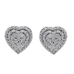 Sterling Silver Diamond Accent Heart Earrings