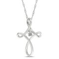 10k White Gold Diamond Accent Looped Cross Necklace