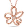 10k Pink Gold Diamond Accent Flower Necklace
