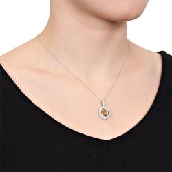 New York Gems Sterling Silver Green Amethyst and Cubic Zirconia Necklace
