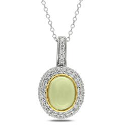 New York Gems Sterling Silver Green Amethyst and Cubic Zirconia Necklace