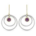 14k Gold and Sterling Silver Amethyst Hook Earrings