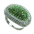 Sterling Silver Green and White Crystal Ring