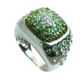 Sterling Silver Shades of Green and White Crystal Ring