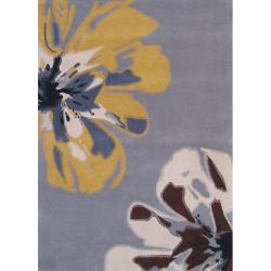 Handmade Alexa Prive Slate Floral Pattern Wool Rug (5' x 8')