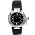 Cartier Men's Pasha Black Rubber Swiss Automatic Black Dial Watch