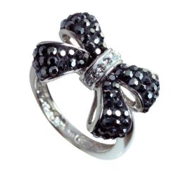 Sterling Silver Hematite Crystal Bow Ring