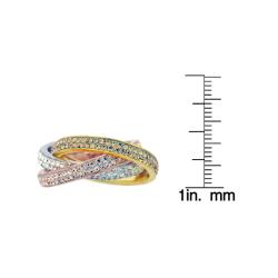 Sterling Silver White and Gold Crystal Intertwined Ring