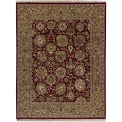 Hand-knotted Mandara Red Oriental New Zealand Wool Rug (8' x 10')