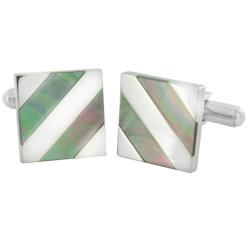 Stainless Steel Abalone Shell Diagonal Inlay Cuff Links