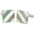Stainless Steel Abalone Shell Diagonal Inlay Cuff Links