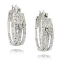 Finesque Sterling Silver Diamond Accent Triple Hoop Earrings