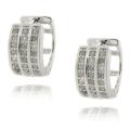 Sterling Silver 1/2ct TDW Diamond 3-row Hoop Earrings (I-J, I2-I3)