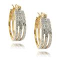 18k Gold over Sterling Silver Diamond Accent Triple Hoop Earrings