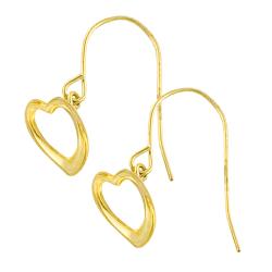10k Yellow Gold Heart Dangle Earrings