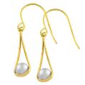 10k Two-tone Gold 5-mm Ball Teardrop Dangle Earrings