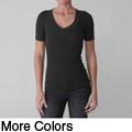 Energie Women's Junior's V-neck Short Sleeve Ribbed Shirt