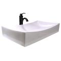 DeNovo Rectangular Shallow Porcelain Vessel Sink with Oil Rubbed Bronze ...