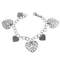 Rhodiumplated Sterling Silver Heart Charm Bracelet