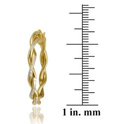 18k Gold over Sterling Silver Diamond-cut Twist Hoop Earrings