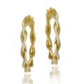 18k Gold over Sterling Silver Diamond-cut Twist Hoop Earrings