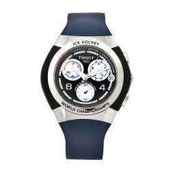 Tissot Men's T-Trax Blue Rubber Black Dial Chronograph Watch