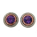 Meredith Leigh Sterling Silver/ 14k Gold Amethyst Earrings