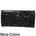 Journee Collection Women's Flocked Leopard Print Clutch Wallet