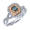 14k Two-tone Gold 3/5ct TDW Blue and White Diamond Ring (G-H, SI1)