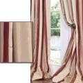 Cream/ Burgundy/ Tan Stripe Faux Silk Taffeta 96-inch Curtain Panel