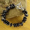 Sterling Silver 'Modern Mystery' Onyx Beaded Bracelet (India)
