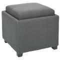 Harrison Dark Grey Linen Tray Ottoman