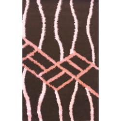 Handmade Alexa Modern Premium Wool Brown Arie Rug (4' x 6')