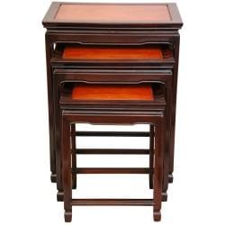 Set of 3 Rosewood Two-tone Nesting Tables (China) 