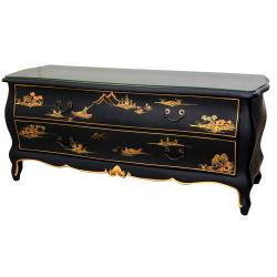 Spruce Wood Black Lacquer Flat Screen TV Cabinet (China)