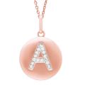 14k Pink Gold Overlay Diamond Accent Initial 'A' Necklace