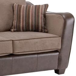 Jaden Chocolate/ Taupe Faux Leather /Fabric Sofa, Loveseat and Chair