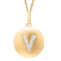 14k Gold Overlay Diamond Accent Initial 'V' Necklace