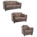 Jaden Chocolate/ Taupe Faux Leather /Fabric Sofa, Loveseat and Chair